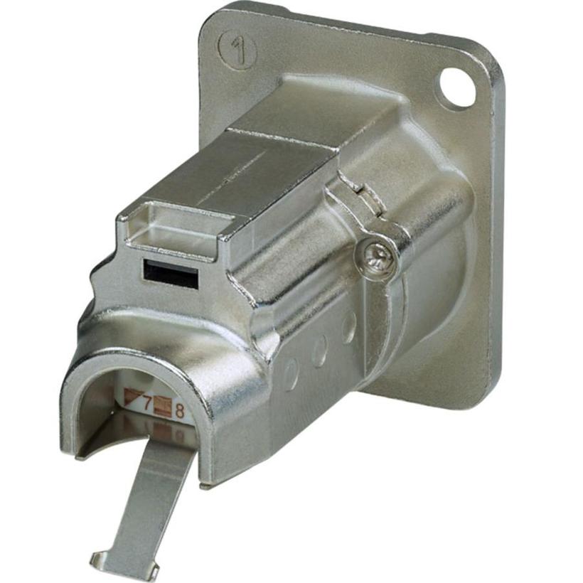 Neutrik D-Form CAT6A Einbaubuchse, geschirmt, IDC Anschlüsse Nickel Gehäuse