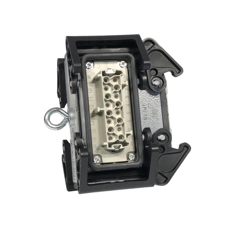 Ultralite Y-Splitter für 16pol Stecker (1x IN, 2x OUT) (Harting, u.ä.), rückseitig Öse mit 10mm Öffnung