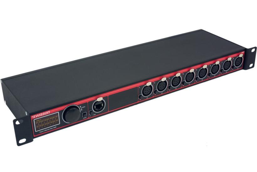 Swisson XND-8R5 Ethernet Node (Rack), *ohne Schuko* 1x RJ45 IN - 8x 5pol OUT, Art-Net auf DMX Wandler