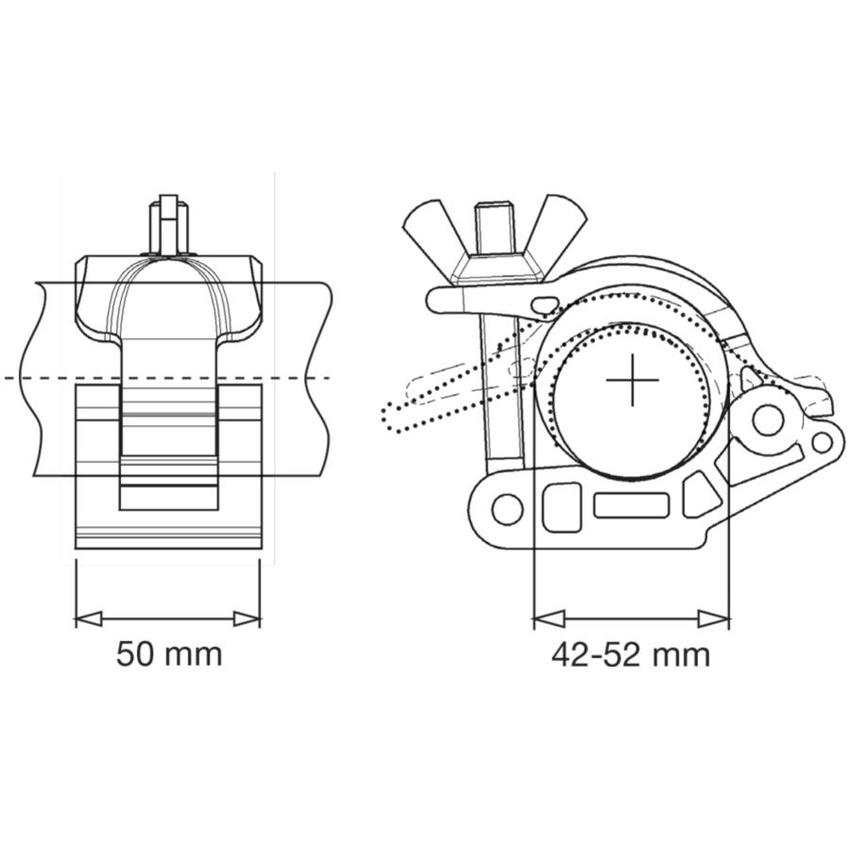 MANFROTTO MP EYE COUPLER WITH LIFTING RING, new code C4463-1 --> Klemmbereich: 42-52mm