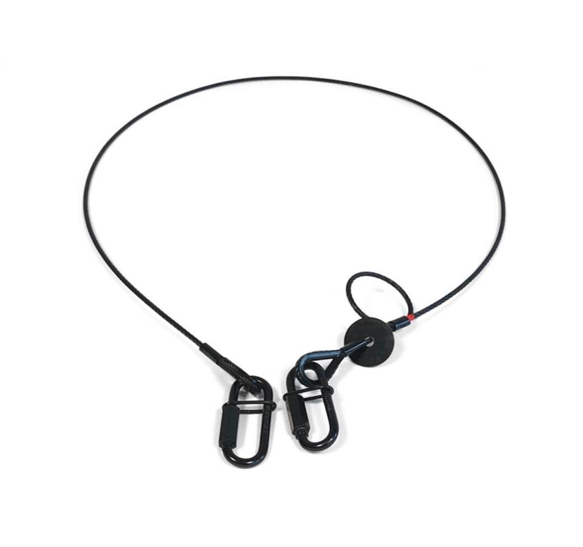 Saveking® Fangseil 03mm, 1.00m lang, 20Kg, SCHWARZ mit Dämpfungselement & beidseitige Kausche