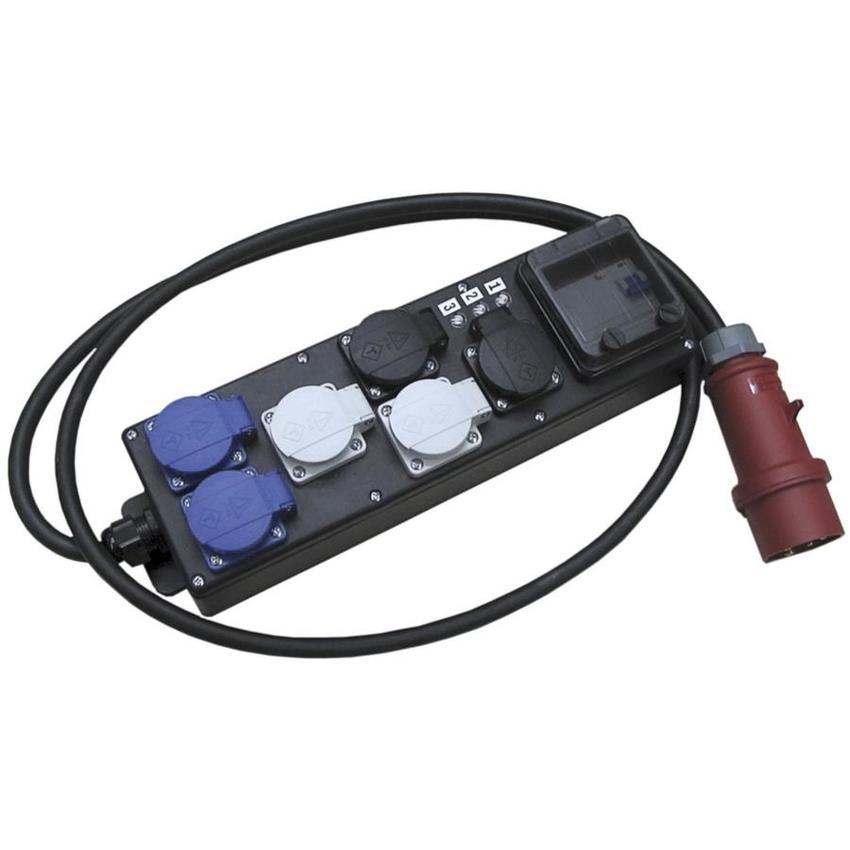 Ultralite Stromverteiler STG 16A, Indoor, IP40, FI, IN: CEE16 Kabel 2m/seitlich, OUT: 6 Schuko, FI 40/0.03