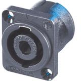 Speakon 4pol Einbaust., grauer D-Form Flansch, Gewindelöcher für A-SCREW, vertikale Leiterplatten Montage