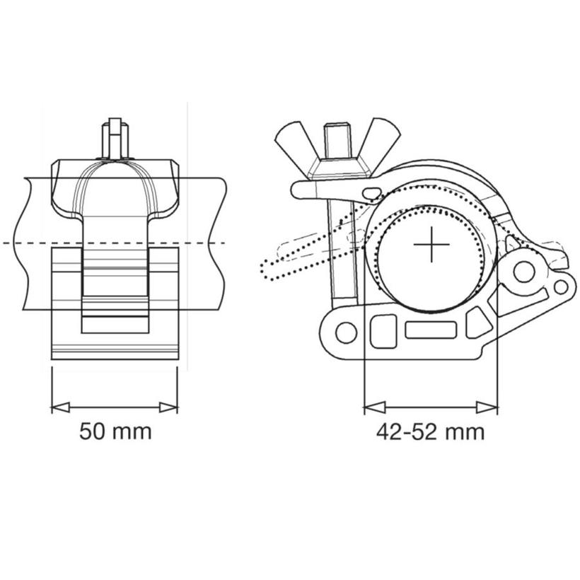 MANFROTTO MP EYE COUPLER WITH 28MM SPIGOT, new code C4461-1 --> Klemmbereich: 42-52mm