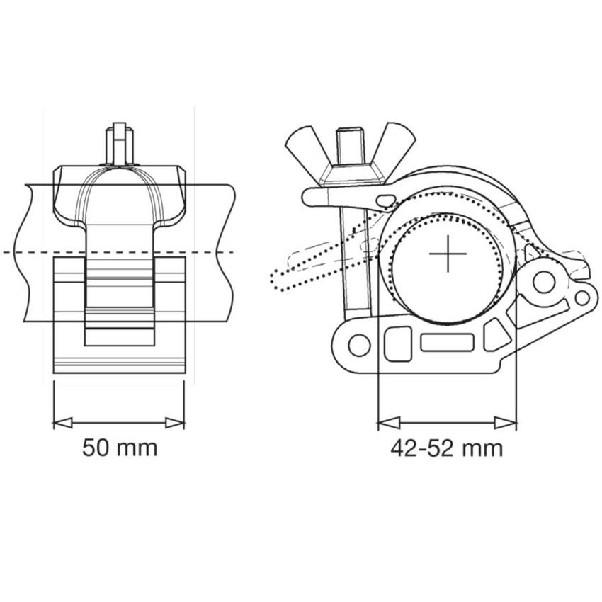 MANFROTTO MP EYE COUPLER WITH 28MM SPIGOT, new code C4461-1 --> Klemmbereich: 42-52mm