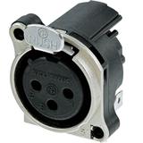 Neutrik 3pol-XLR Chassisbu., Erdung: sep. Erdungsk. m. d. Geh. Gegenst. & Front Panel, hor. Leiterplattenmontage