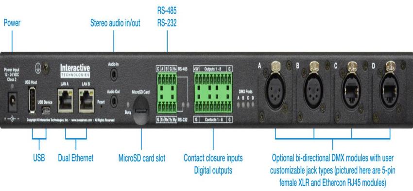 Interactive Technologies CueServer2 Pro Euro, inkl. 2 Univ. 19" Montagebügel, ACHTUNG: Zubehör Rear Port Module nötig!!