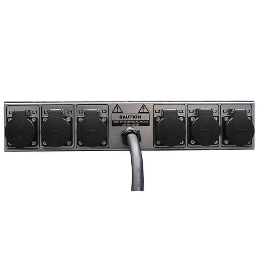 Ultralite Stromvert. STVPA 16A, IN: CEE16 Kabel 2m/rücks. OUT: 1 CEE16, 6 Schuko rücks., 3 Schuko vorne, 3 LS C16