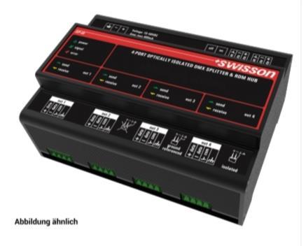 Swisson ISP-4R-Term Hutschienen Splitter 1x In, 4x Out, DMX & RDM, Schraubterminal