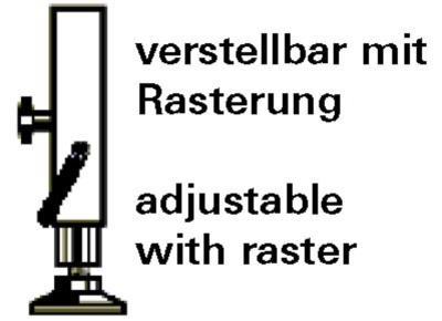 Ultralite Maxistage Steckfuß 100-160cm,60x60x3mm,verstellbar Raster, Handrad, zusätzl. Polyamid-Lastenv. M22/Ø80mm