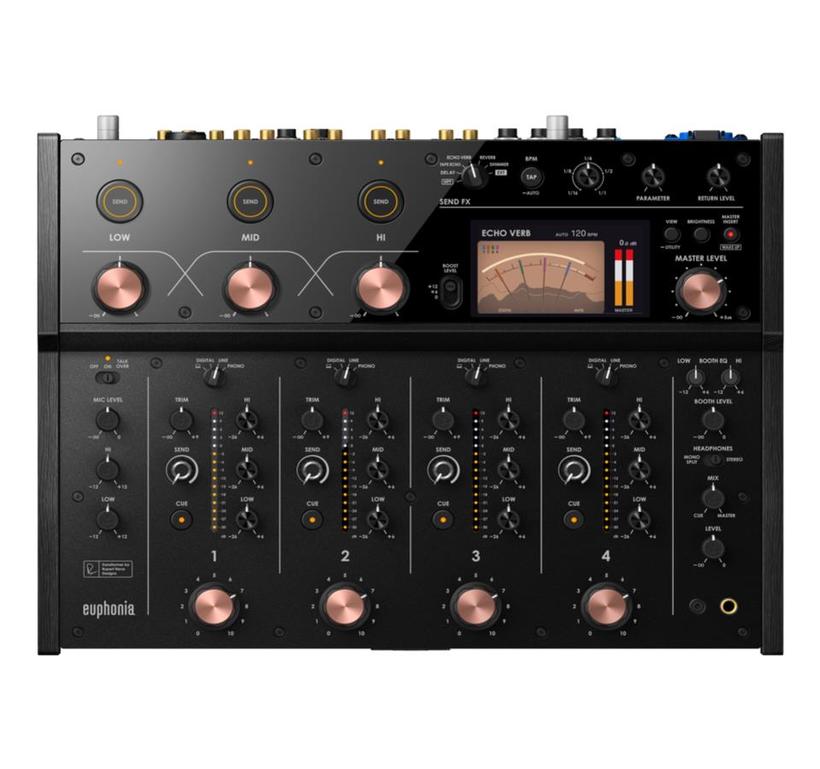 AlphaTheta Euphonia  professioneller 4-Kanal Rotary-Mixer mit Drehreglern und analoger Transformator-Schaltung