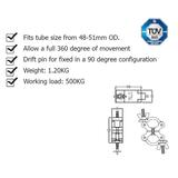 Ultralite Coupler, Swivel-Coupler Doppelschelle, schwarz 48-51mm, mit TÜV, belastbar bis 500kg,