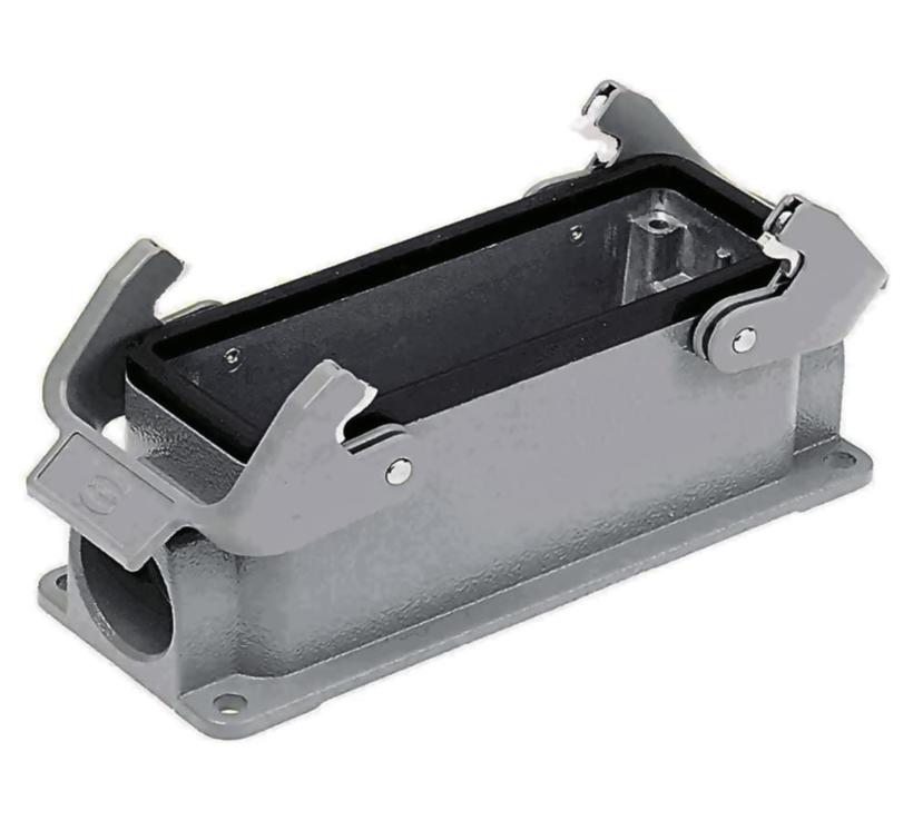 Harting HB-24 Sgr 21 PG29, Sockelgehäuse mit 1x PG29 Hohe Bauform, 2 seitliche Bügel und Gummilippe
