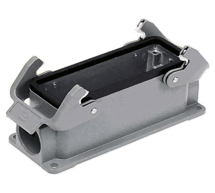 Harting HB-24 Sgr 21 PG29, Sockelgehäuse mit 1x PG29 Hohe Bauform, 2 seitliche Bügel und Gummilippe