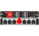Ultralite Stromvert. STVPAC 16A, IN: CEE16 Anbaust./vorne OUT: 1 CEE16, 6 Schuko rücks., 1 Schuko vorne, 6 LS C16