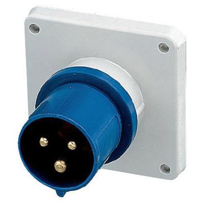 CEE Mennekes, 3pol, 32A/230V, Anbaustecker, Farbe blau, IP44 gerade Ausführung, Anschluß: Schraub-Klemmen