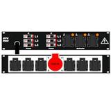 Ultralite Stromvert. STVPAC 32A, IN: CEE32 Kabel 2m/vorne OUT: 1 CEE16, 6 Schuko rücks., 3 Schuko vorne, 6 LS C16