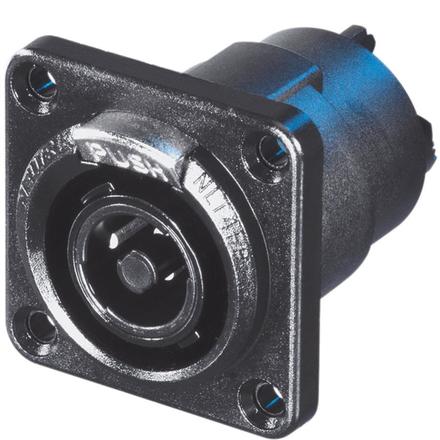 Speakon 4pol Chassisbu. im schwarz-verchromtem Metall- Gehäuse, Lötanschlüsse - NLT4FPXX-BAG