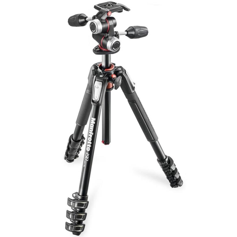 MANFROTTO 190 Alu Stativ QPL mit XPRO 3-Wege-Neiger 4 Segmente