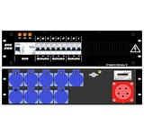 Ultralite Stromvert. STV 32A, FI, IN: CEE32 Anbaust./rücks. OUT: 9 Schuko rückseitig, 9 LS C16