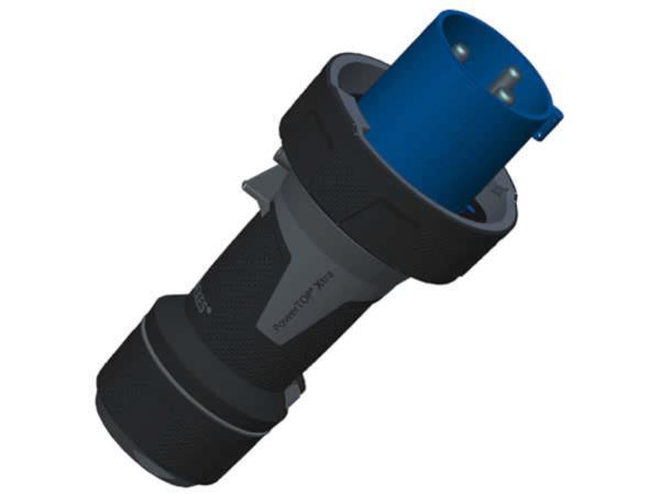 CEE Mennekes, 3pol, 63A/230V, Stecker, Farbe blau, IP67, "PowerTOP Xtra", Anschluß: Rahmen-Klemmen