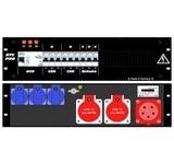 Ultralite Stromvert. STV 32A, FI, 19" Gehäuse 3HE, schwarz IN: CEE32 Anbaust./rücks.