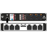 Ultralite Stromvert. STVPA 32A, FI, IN: CEE32 Kabel 2m/vorne OUT: 3 Schuko vorne., 6 Schuko rücks., 3 LS C16