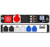 Ultralite Stromvert. STVPAM 32A, IN: CEE32 Anbaust./vorne OUT: 1 CEE32, 1 Schuko vorne, 6 Schuko rücks., 3 LS C16