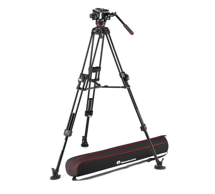 MANFROTTO Fluid-Videokopf 504X mit Stativ 635 Fast Carbon und Tasche