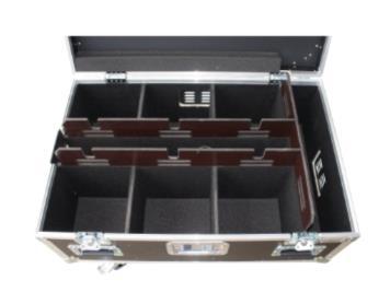 EXPOLITE Case für 6x TourPAR Akku Outdoor, schwarz mit Rollen, mit fest montierter 6-fach Steckdosenleiste