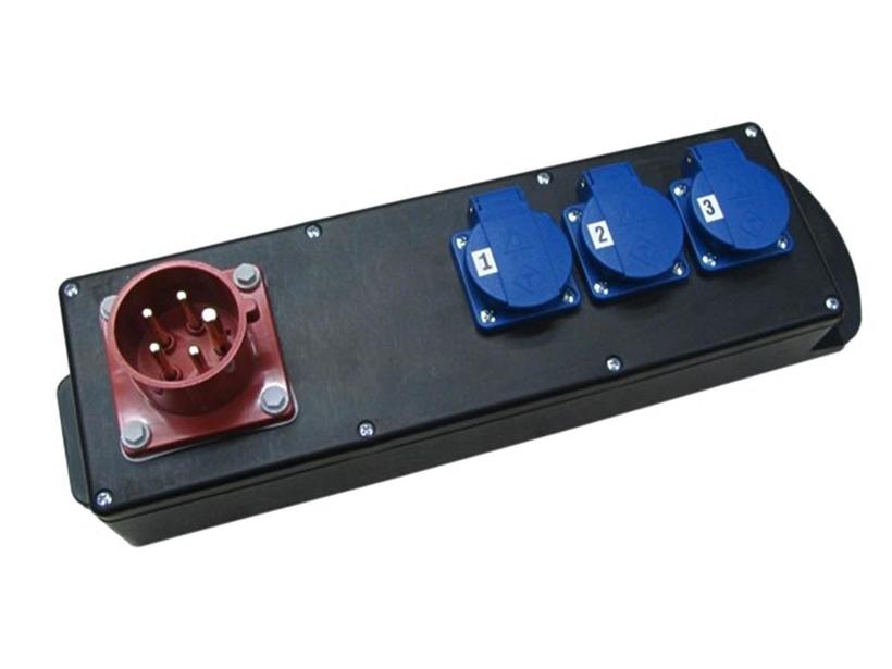 Ultralite Stromverteiler STG 16A, Indoor, IP40, IN: CEE16 Anbaustecker/oben, OUT: 3 Schuko