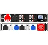 Ultralite Stromvert. STVPAM 32A, IN: CEE32 Anbaust./rücks. OUT: 1 CEE32, 1 Schuko vorne, 6 Schuko rücks., 6 LS C16