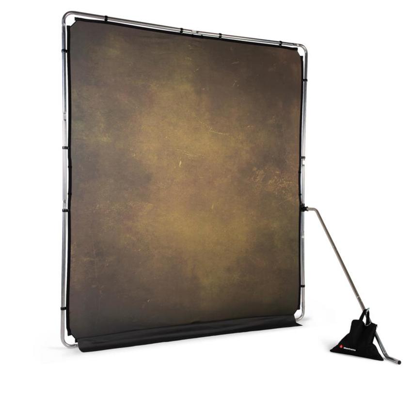 Manfrotto EzyFrame Vintage Tobacco, 2 x 2,3m Hintergrund im Vintage-Stil, Farbe: Tabakbraun, inkl. Rahmen und Tasche