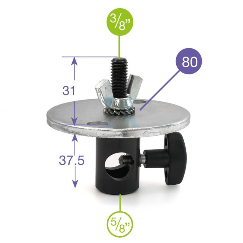 MANFROTTO RAPIDAPT.3/8"W+DISCO DM 80 5/8" Hülse mit Ø 80mm Teller u. 3/8" Schraube