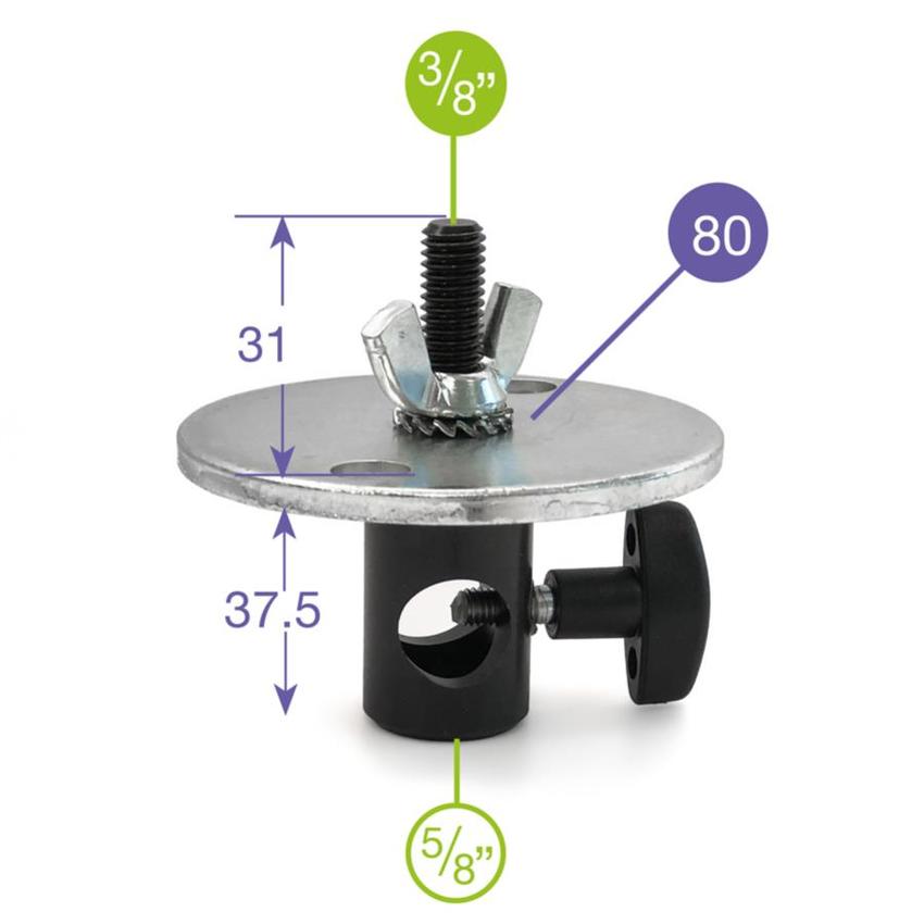 MANFROTTO RAPIDAPT.3/8"W+DISCO DM 80 5/8" Hülse mit Ø 80mm Teller u. 3/8" Schraube