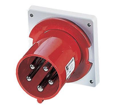 CEE Mennekes, 5pol, 32A/400V, Anbaustecker, Farbe rot, IP44 gerade Ausführung, Anschluß: Schraub-Klemmen