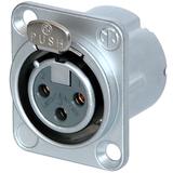 Neutrik 3pol-XLR Chassisbu., Lötanschlüsse, Velour-Chrom Gehäuse, Gold beschichtete Kontakte