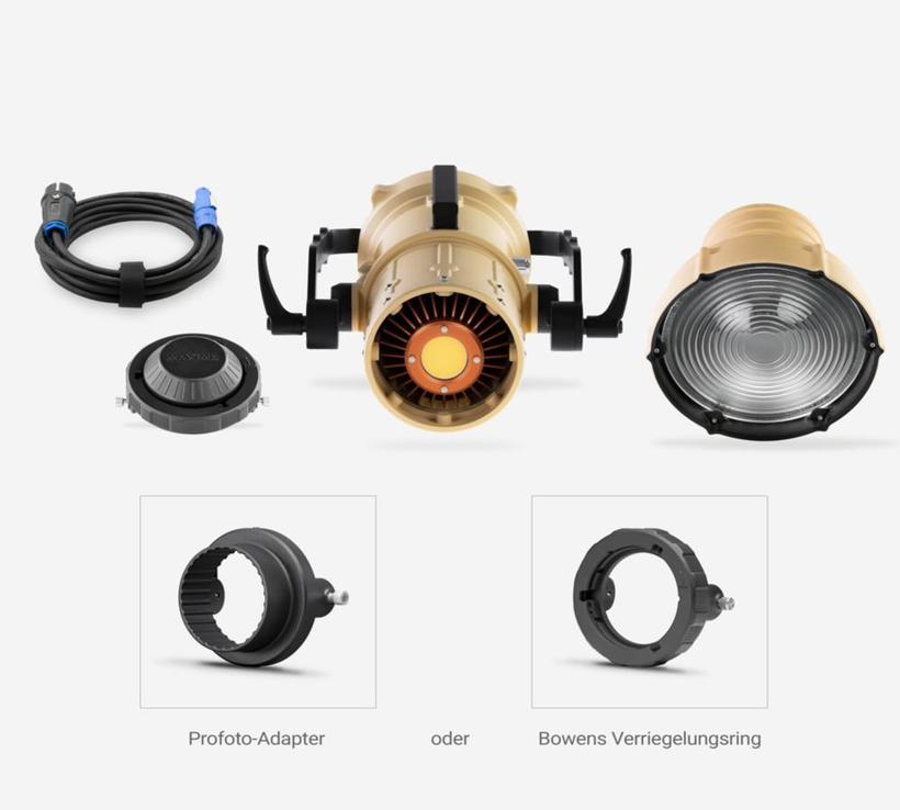 Maxima 3 Desert Edition Fresnel Kit, All-in-One 5600K Fresnel LED KIT, Profoto o. Bowens Adapt. incl. Flight Case