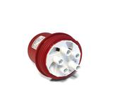 CEE Mennekes, 5pol, 32A/400V, Stecker, Farbe ROT/GRAU, IP44 "POWERTop Plus", Anschluß: Schraub-Klemmen ErgoCONTACT