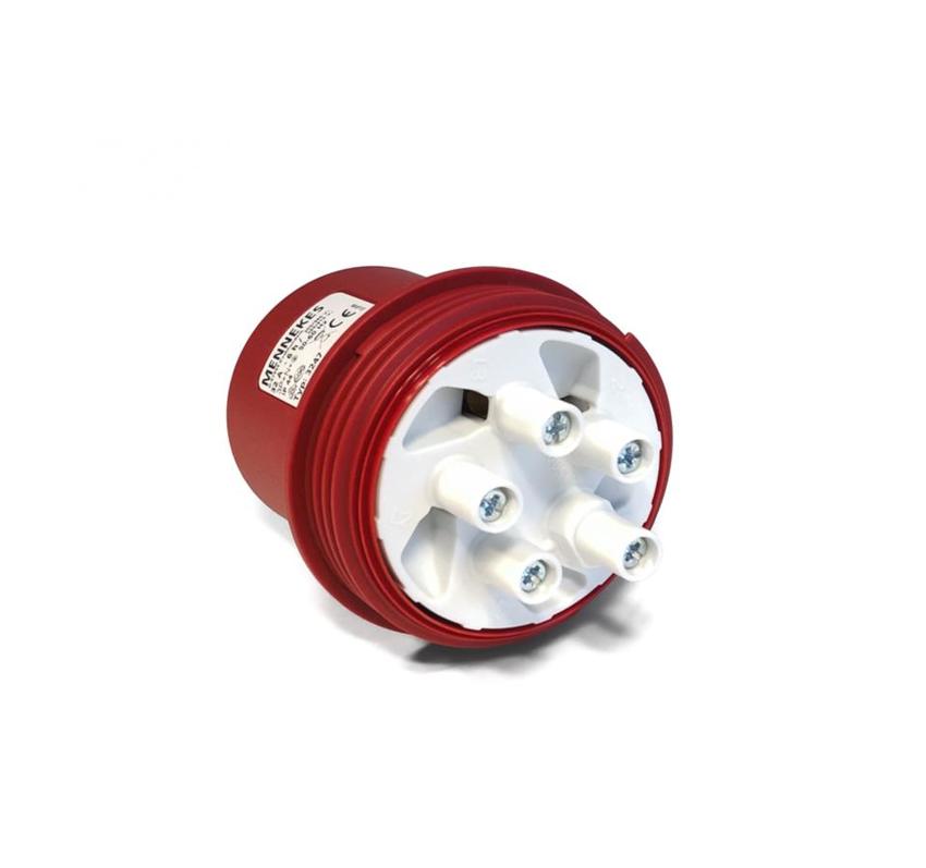 CEE Mennekes, 5pol, 32A/400V, Stecker, Farbe ROT/GRAU, IP44 "POWERTop Plus", Anschluß: Schraub-Klemmen ErgoCONTACT