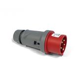 CEE Mennekes, 5pol, 16A/400V, Stecker, Farbe ROT/GRAU, IP44 "PowerTOP Plus", Anschluß: Schraub-Klemmen ErgoCONTACT