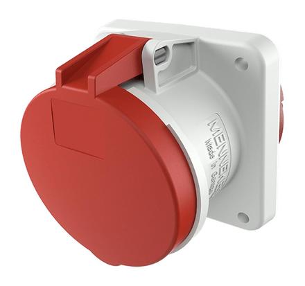 CEE Mennekes, 5pol, 63A/400V, Anbaudose, Farbe rot, IP44 gerade Ausführung, Anschluß: Schraub-Klemmen