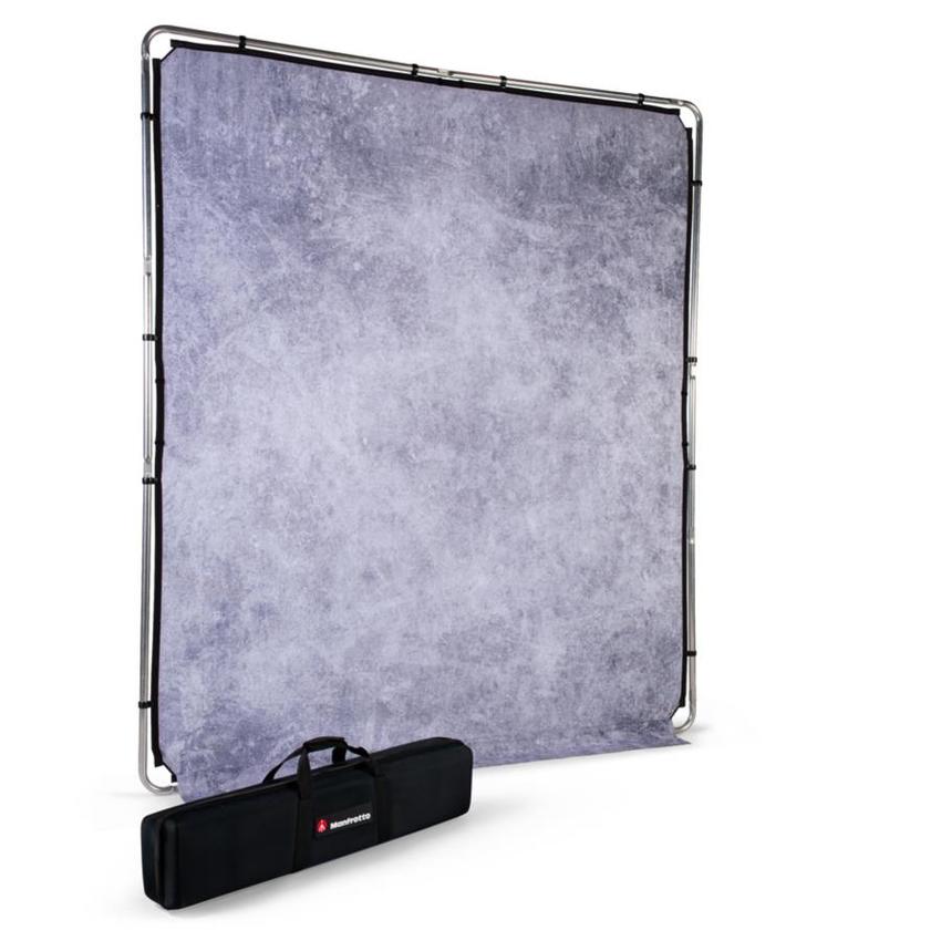 Manfrotto EzyFrame Vintage Concrete, 2x2,3m, Hintergrund im Vintage-Stil, Farbe: Betongrau, inkl. Rahmen & Tasche