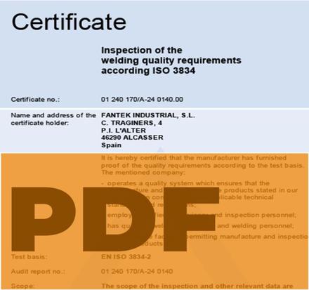 Fantek Zertifikate zum Download 