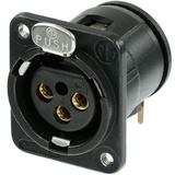 Neutrik 3pol-XLR Chassisbu., horizontale Leiterplattenmont. Schwarzes Gehäuse, Silber beschichtete Kontakten, M3 Gewinde