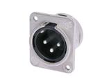 Neutrik 3pol-XLR Chassisst., Lötanschlüsse, vernickelt. Gehäuse, Silber beschichtete Kontakte, M3Gewinde