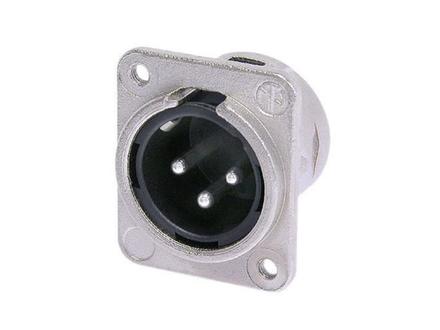 Neutrik 3pol-XLR Chassisst., Lötanschlüsse, vernickelt. Gehäuse, Silber beschichtete Kontakte, M3Gewinde