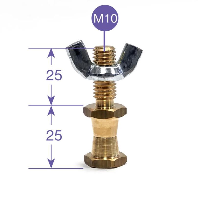 MANFROTTO HEXAGONAL 16MM LIGHTING STUD M10 6-Kant Zapfen inkl. Flügelmutter, Gewindelänge 25mm