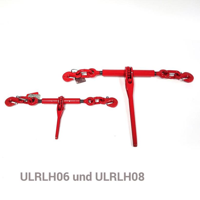 Ultralite Ratschen-Lastenspanner n.EN 12195-3 für 6mm Ketten Ausdrehsicherung, zwei Verkürzungshaken mit Stiftsicherung