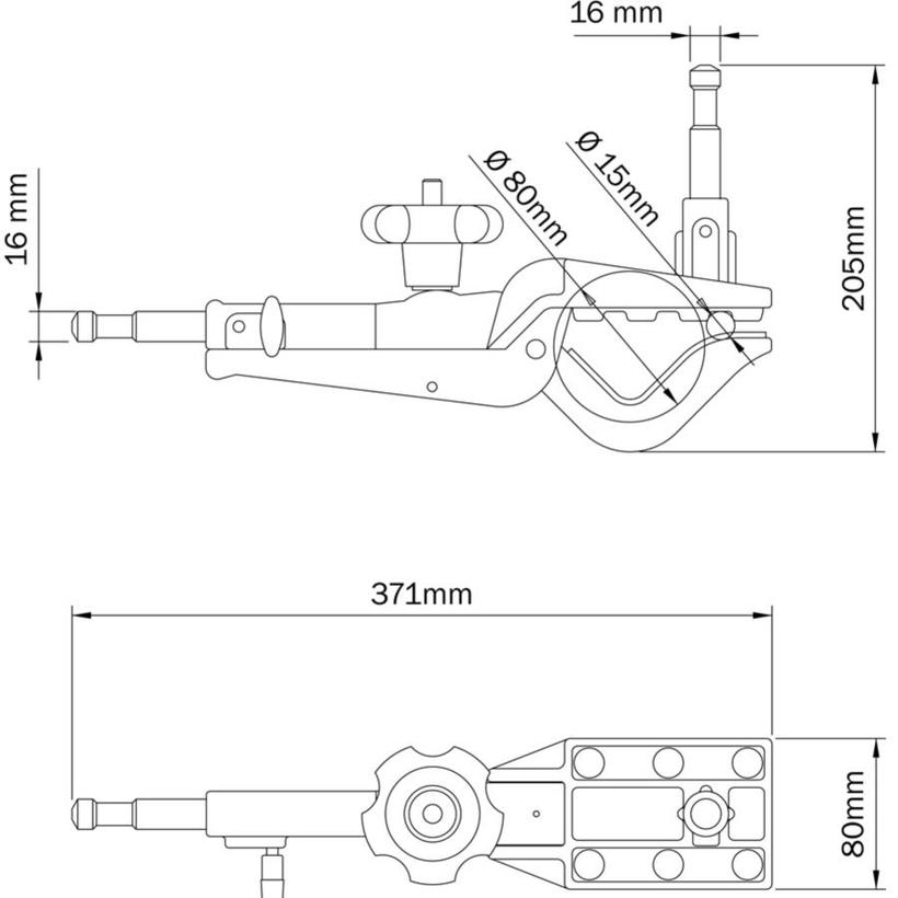 MANFROTTO PELICAN GAFFER GRIP Pelikan Klemme mit zwei 16mm Zapfen, Klemmbereich 15-80mm
